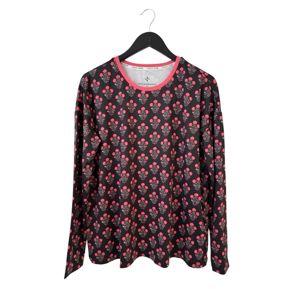 Tnuck Sport XL Long Sleeve Uptown Ryan Shirt Burgundy Floral Athleisure Casual - Picture 2 of 7